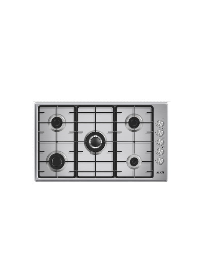 Klass 90 cm Built-In 5-Burner Stainless Steel Gas Hob – Side Knobs, Auto-Ignition, Modern Kitchen Gas Cooktop (Made in Turkey) - Image 1