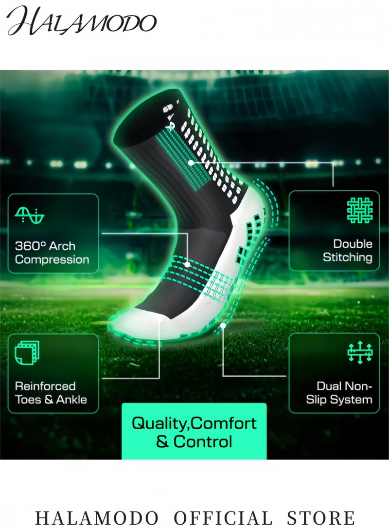 HALAMODO 3 Pairs Grip Socks Non Slip Anti Slip Non Skid Sport Athletic Socks Soccer Grip Socks for Kids & Youth & Baby & Boys & Girls - Image 4