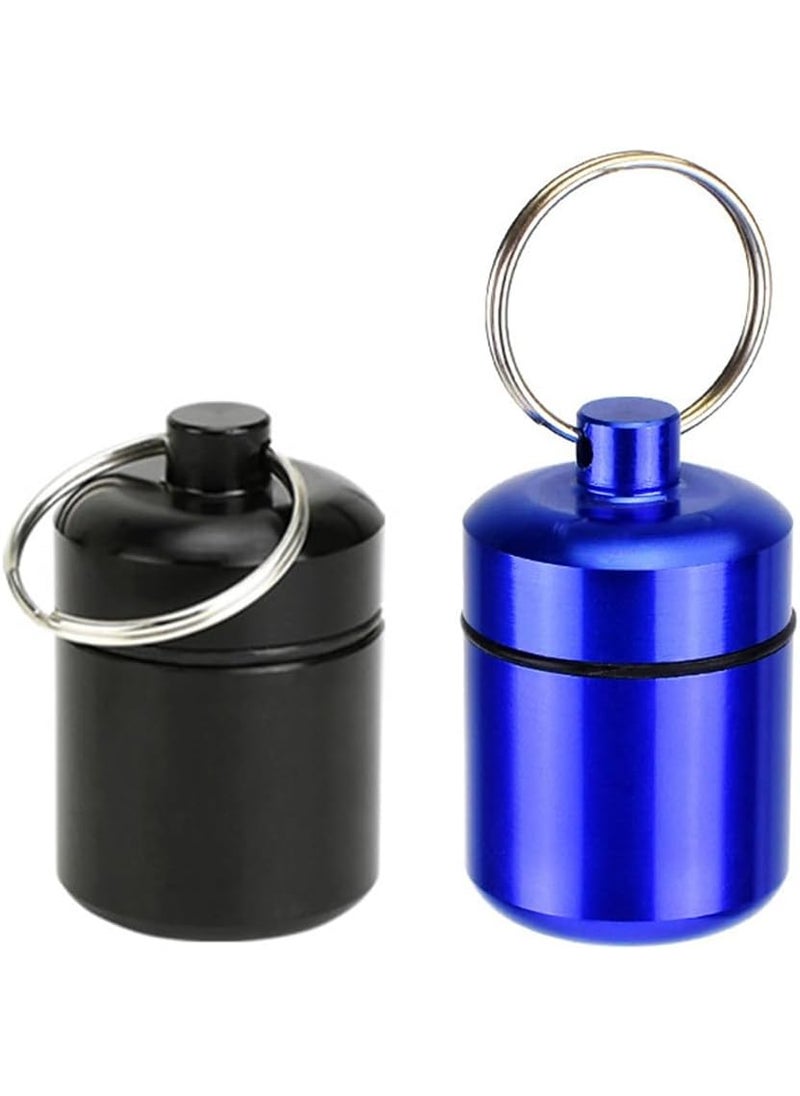 Healifty Healifty 2pcs Titanium Pill Box Waterproof Keychain Pill Holder Container Portable Pill Box Case for Outdoor Travel Camping (Random Color) 