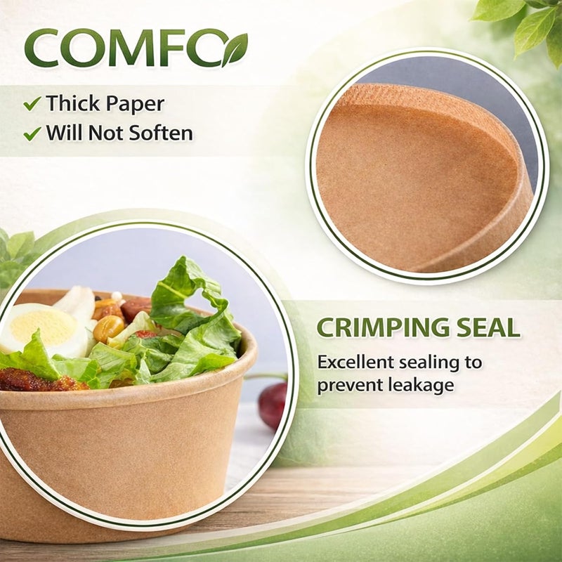TOPtoper 36Oz 50Pcs Large Paper Bowls with Lids, Disposable Soup Serving Bowls Bulk Party Supplies for Hot/Cold Food, Soup (36 OZ) - Image 4