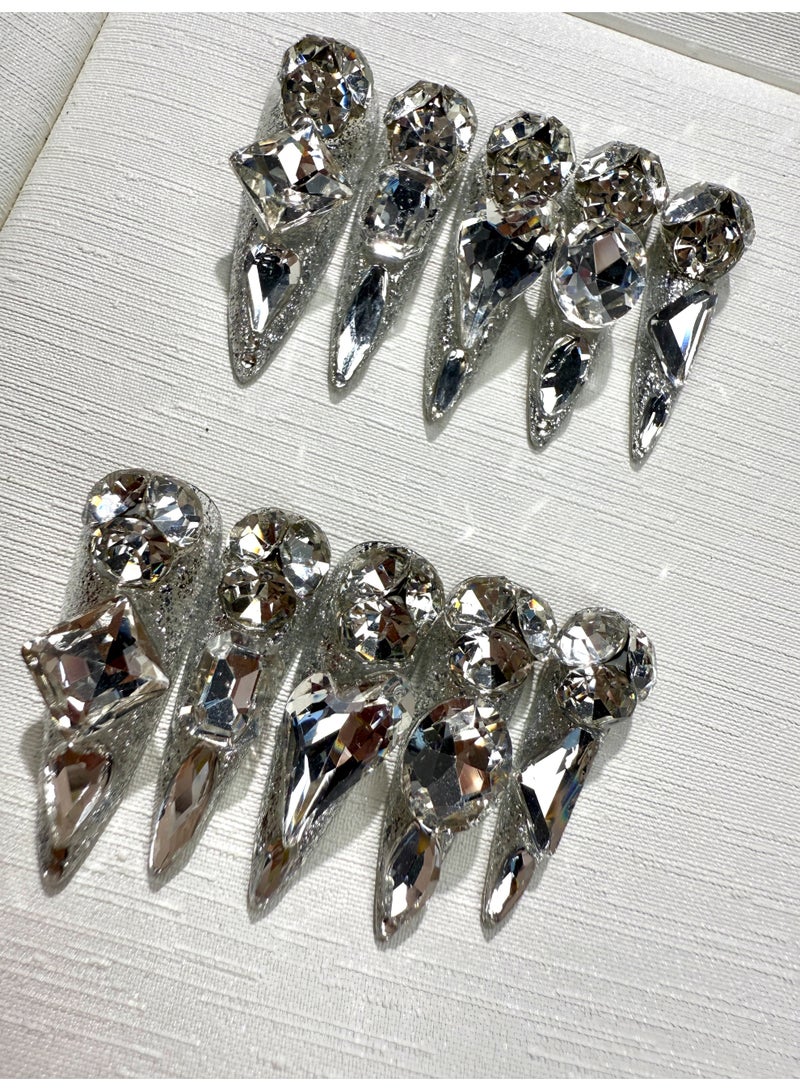 Pure handcrafted wearing armor Royal Fantasy Full Diamond Flash Super Heavy Heavy detachable armor plate, item number x1234 long pointed type - Image 1