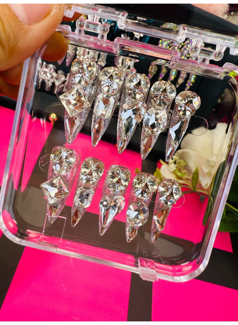 Pure handcrafted wearing armor Royal Fantasy Full Diamond Flash Super Heavy Heavy detachable armor plate, item number x1234 long pointed type - Image 3