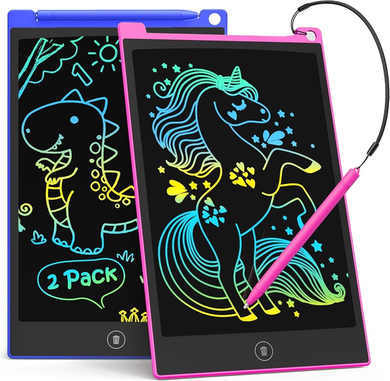 TECJOE 2 Pack LCD Writing Tablet, 8.5 Inch Colorful Doodle Board Drawing Tablet for Kids, Erasable Reusable Writing Drawing Pad, Learning Toys Gifts for 3 4 5 6 Years Old Boys and Girls Toddlers - Image 1