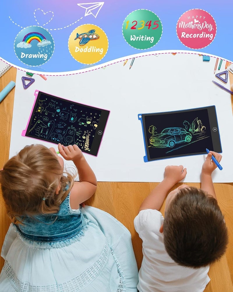 TECJOE 2 Pack LCD Writing Tablet, 8.5 Inch Colorful Doodle Board Drawing Tablet for Kids, Erasable Reusable Writing Drawing Pad, Learning Toys Gifts for 3 4 5 6 Years Old Boys and Girls Toddlers - Image 4
