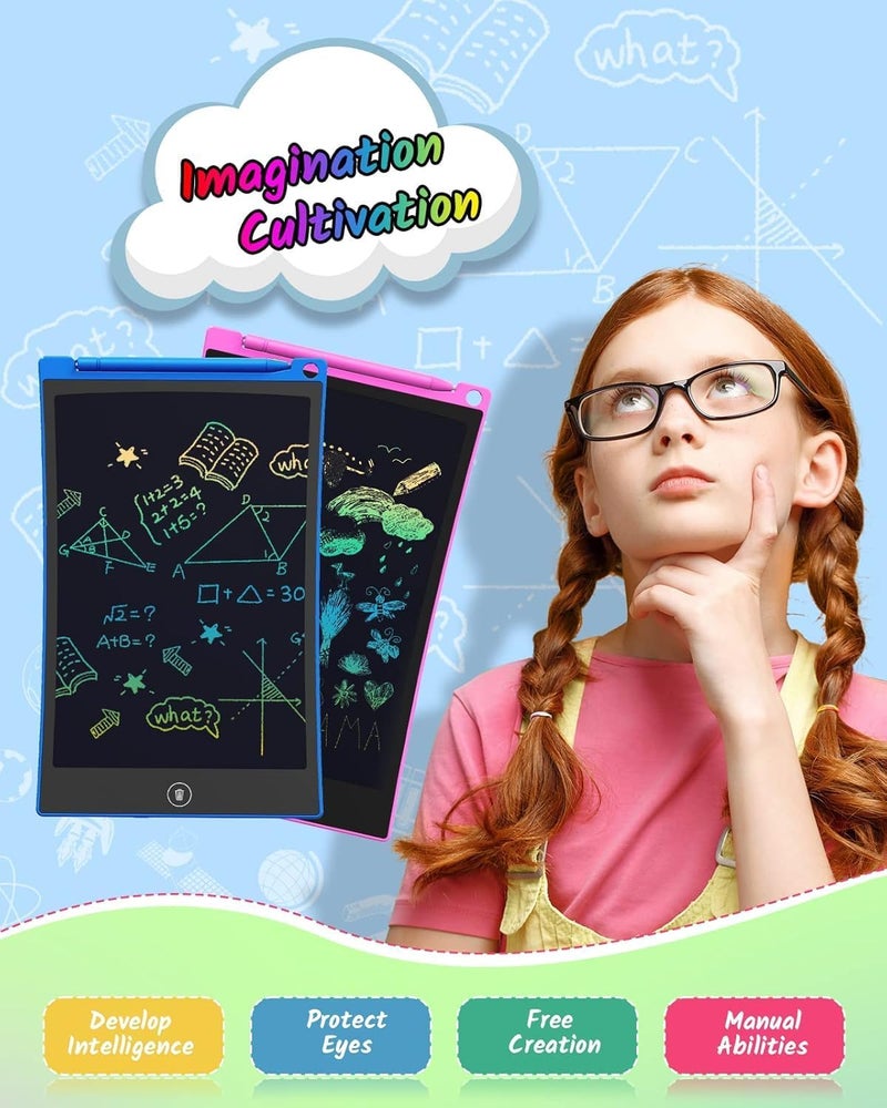 TECJOE 2 Pack LCD Writing Tablet, 8.5 Inch Colorful Doodle Board Drawing Tablet for Kids, Erasable Reusable Writing Drawing Pad, Learning Toys Gifts for 3 4 5 6 Years Old Boys and Girls Toddlers - Image 3