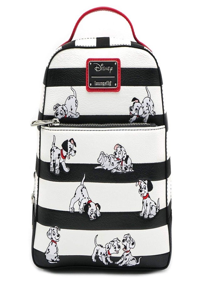 Loungefly x Disney 101 Dalmatians Striped Faux Leather Mini Backpack (One Size, Black, White, Red) - Image 1
