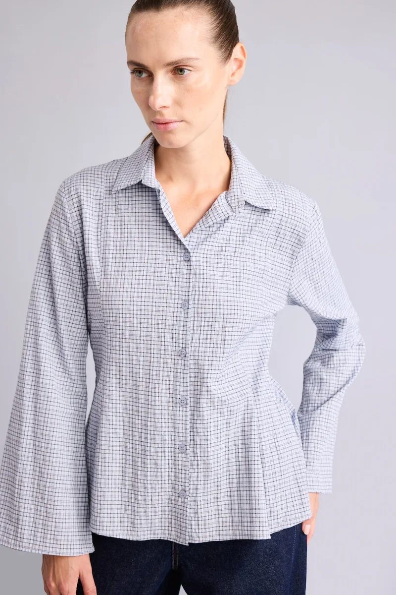 Regular Fit Checked Waffle Texture Shirt