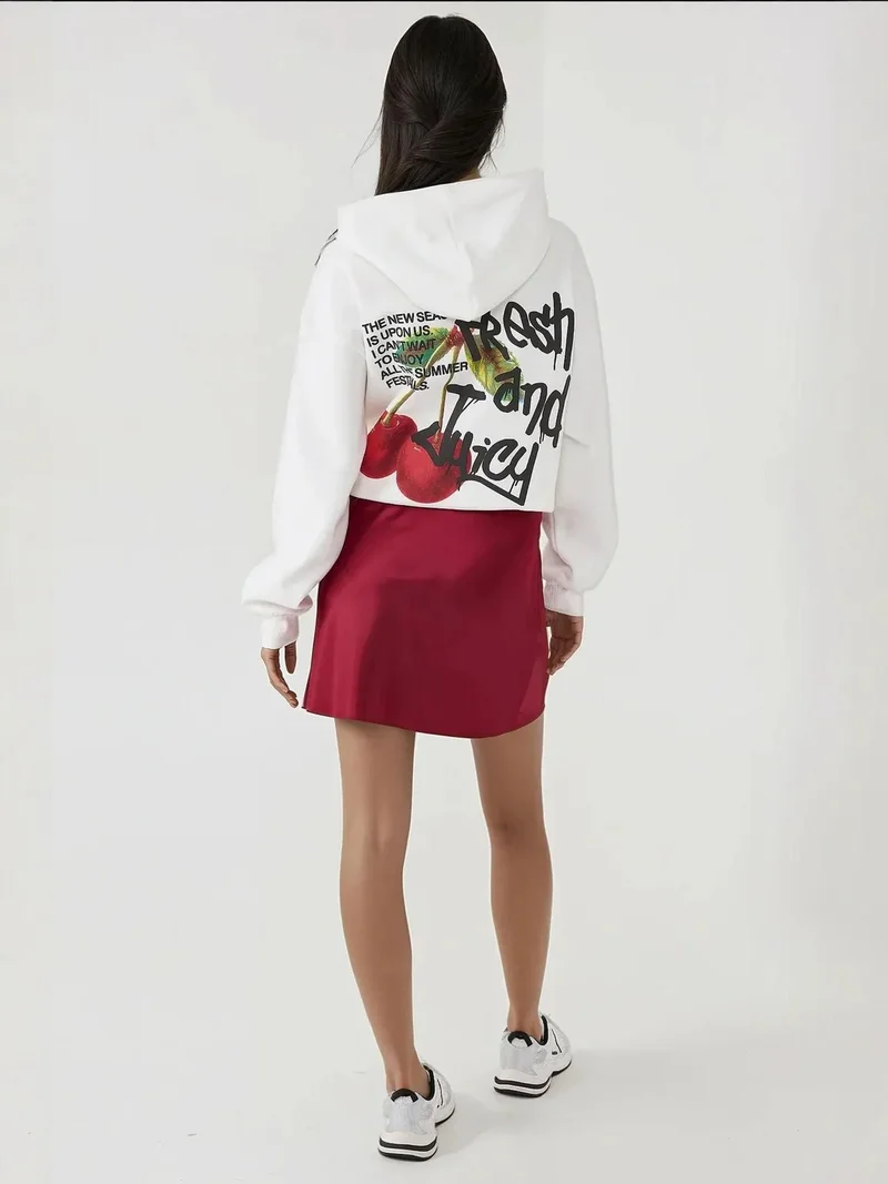 Hiccup Burgundy Red Soft Satin A-Form Mini Skirt for Women | Best Price UAE