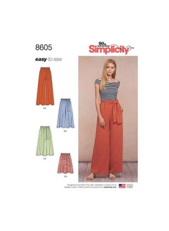 Simplicity Us8605A Easy To Sew Women'S Skirts And Loose Fitting Pants Sewing Patterns, Sizes 6-24  - Image 1