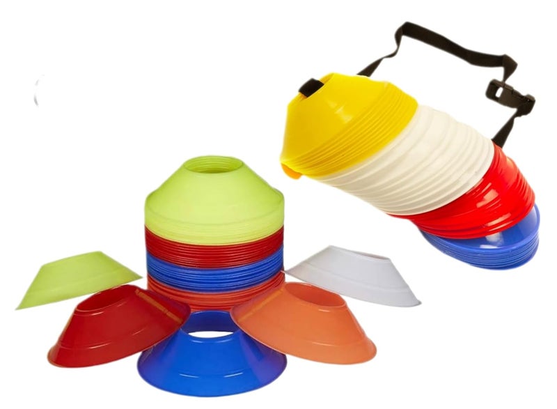 CABRIO Soccer Mini Disc Marker Cones | Set of 10 Mini Durable disc Cones. Comes with Carry Strap | Saucer Cones for Soccer Cricket Track and Field Sports (10) - Image 1