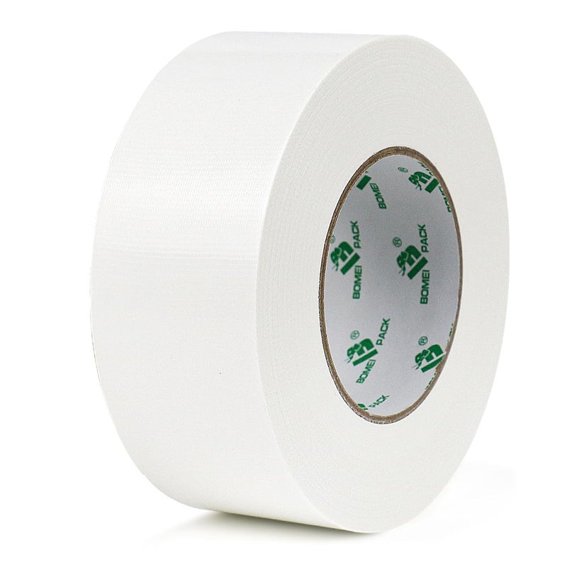 BOMEI PACK 1 Rolls White Duct Tape Reinforced Heavy Duty White Gaffer Tape 50mm x 50m Ducts Fixing Craft DIY Book repair Carpet seaming Box Sealing Carton Packing - Image 1