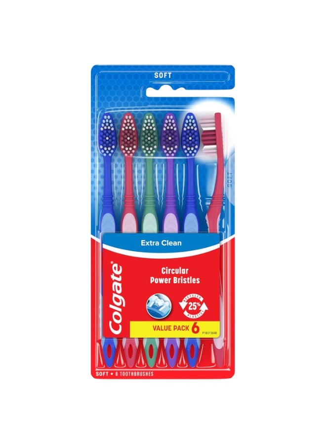 Colgate Extra Clean Toothbrush, Full Head, Soft (6 Count) - Image 1