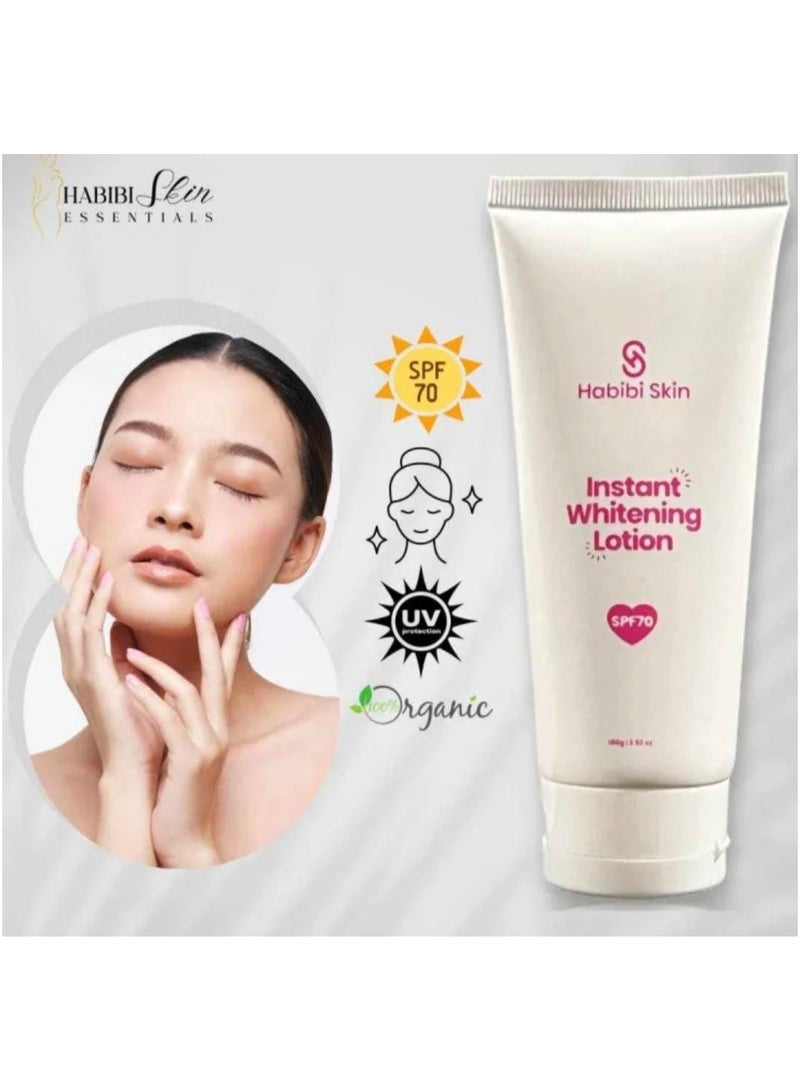Habibi Skin Essentials Authentic Instant Whitening lotion with SPF70, Moisturize your skin , Anti Aging, Protection Against Ultraviolet Rays (UV) Providing Skin Enhancing Benefits - Image 2