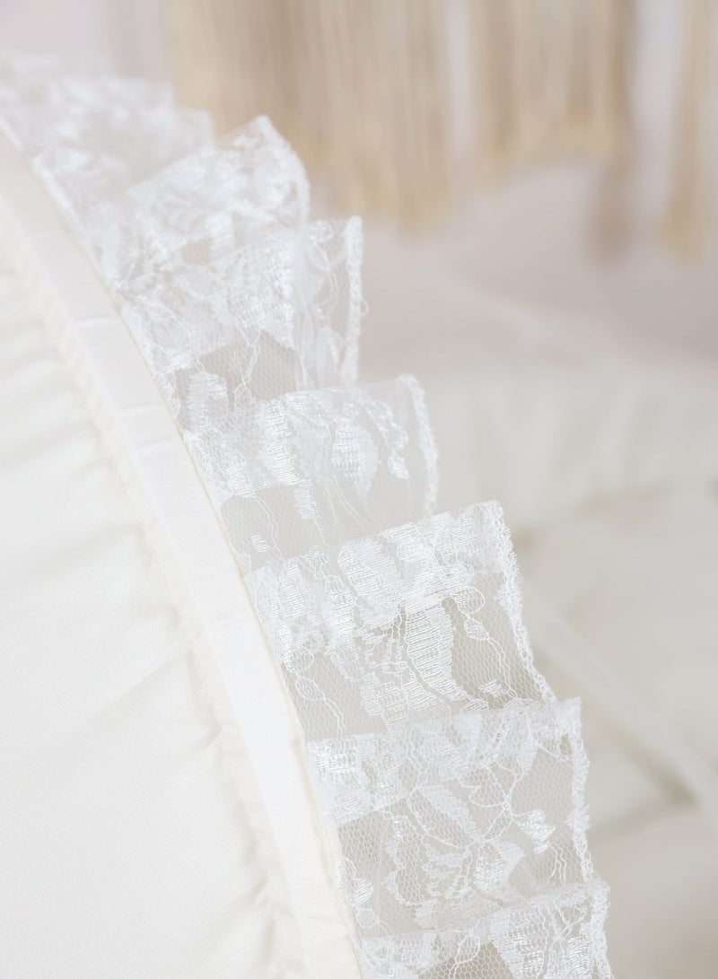 FUN MOMENT Baby crib Musa iron basket sugar color decorated with luxurious lace for newborns with wooden rocking stand - Image 3