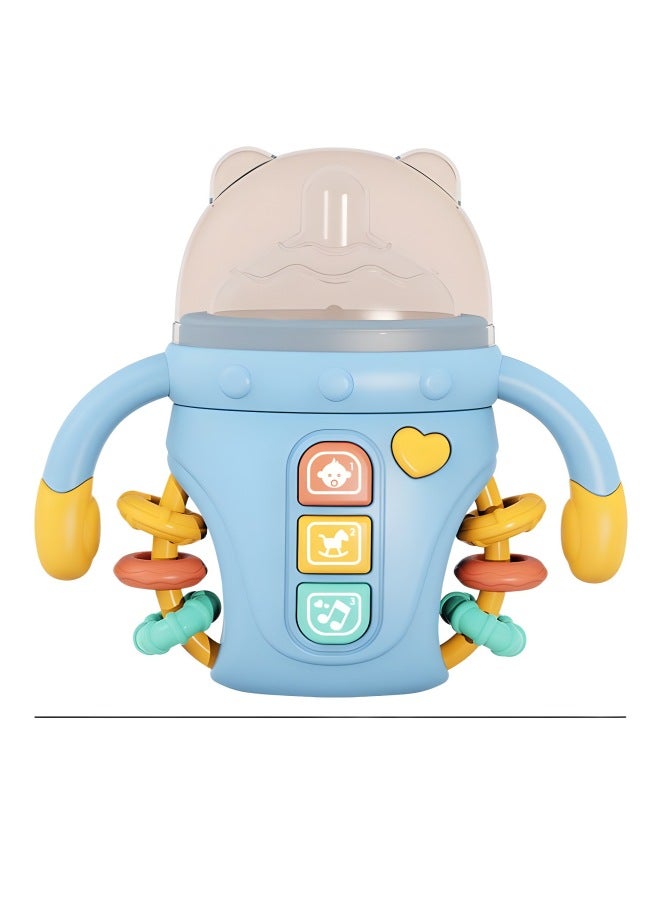 Baby Soothing Bottle Rattle Toy Baby Can Gnaw Bite Glue 60-6 Months Old 3 Puzzle Early Education 1 Year Old-Color:Blue-Specifications:14*4.8*14 - Image 5