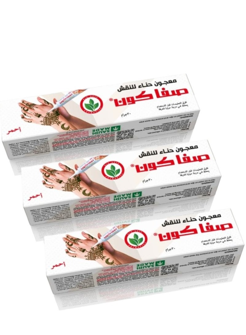 Henna paste for the Safa Kon inscription to decorate the body. It contains 3 pieces in red colour