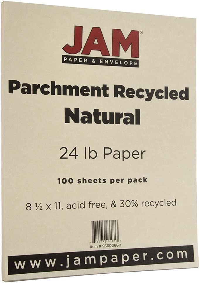 JAM PAPER Natural Parchment Recycled Paper - 24lb, 90 GSM, 8.5 x 11 inches, 100 Sheets/Pack - Image 2