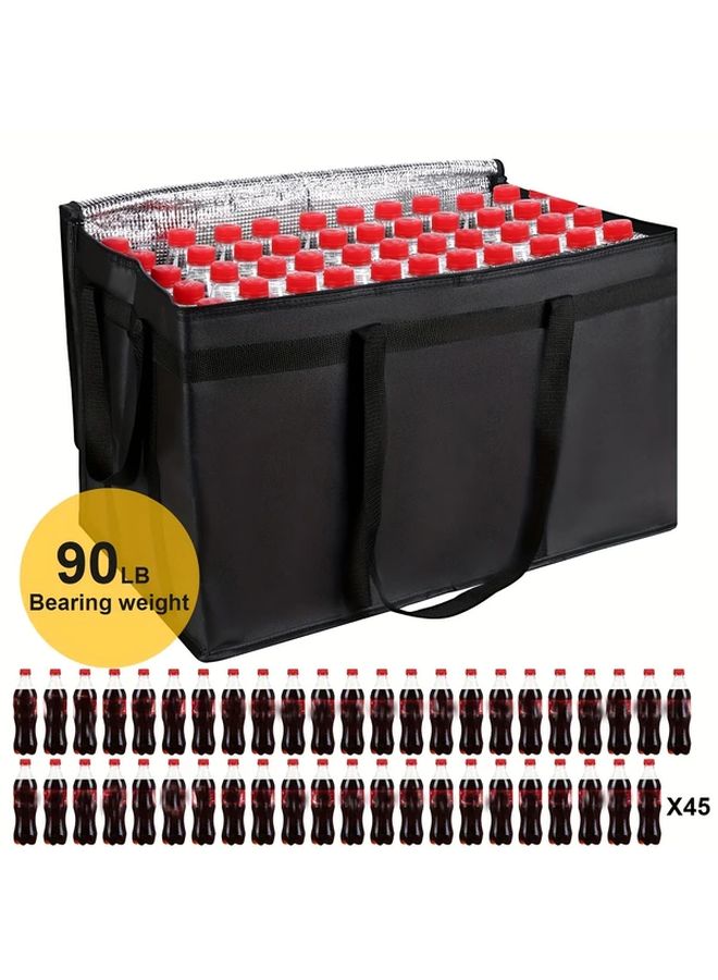 Large Insulated Cooler Bag Multi Compartment Travel Camping Oxford Cloth Black - Image 1