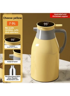 Hot Water Kettle Home Temperature Show Coffee Hot Water Kettle For Home Use-Color:Warm Display Model + Thickened Material + 48-hour Powerful Temperature Locking [cheese Yellow]-Capacity:1.3L