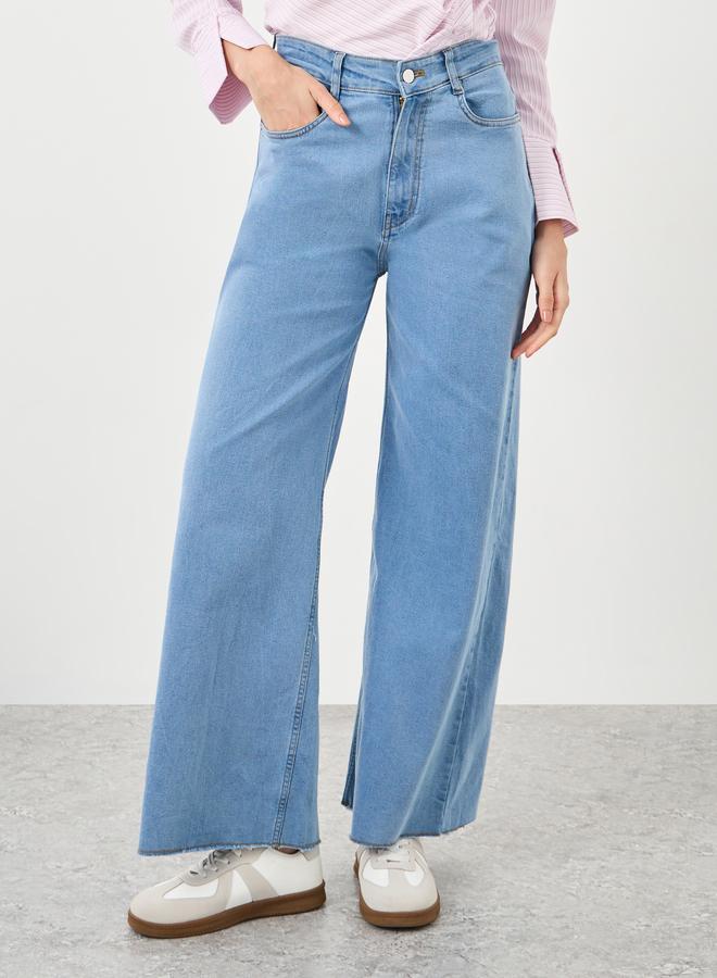 ستايلي جينز مستقيم بقصة مستقيمة بخصر متوسط صلب قابل للتمدد - Image 2