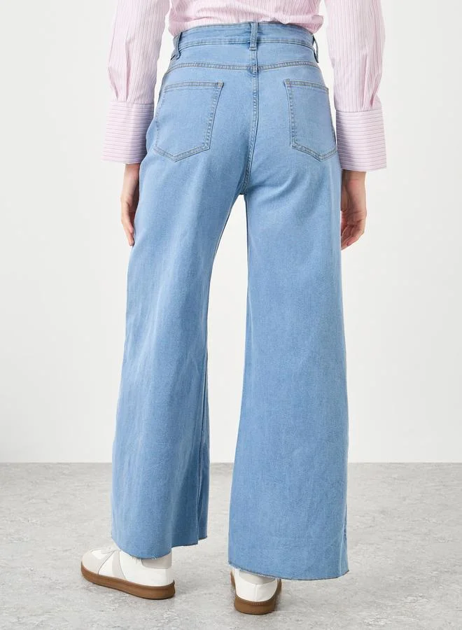 Styli Styli Mid Rise Solid Stretchable Straight Fit Jeans