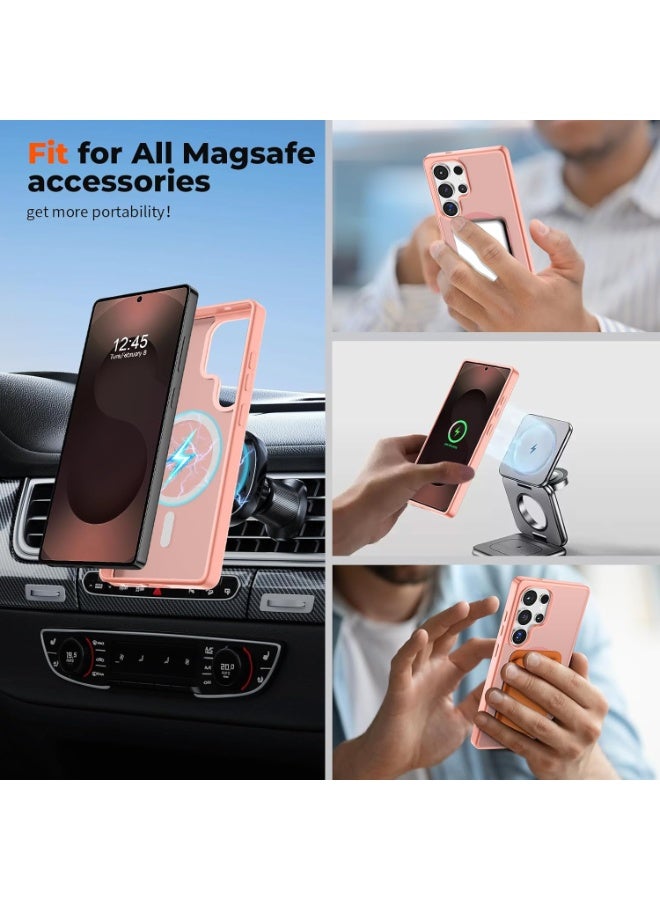 أكاليكس جراب مغناطيسي لهاتف سامسونج جالاكسي إس 25 ألترا 5G بشاشة 6.9 بوصة، ظهر غير لامع شفاف، جراب مغناطيسي مقاوم للصدمات متوافق مع MagSafe، لهاتف سامسونج جالاكسي إس 25 ألترا (وردي) - Image 3