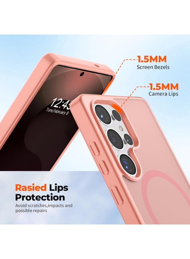 أكاليكس جراب مغناطيسي لهاتف سامسونج جالاكسي إس 25 ألترا 5G بشاشة 6.9 بوصة، ظهر غير لامع شفاف، جراب مغناطيسي مقاوم للصدمات متوافق مع MagSafe، لهاتف سامسونج جالاكسي إس 25 ألترا (وردي) - Image 4