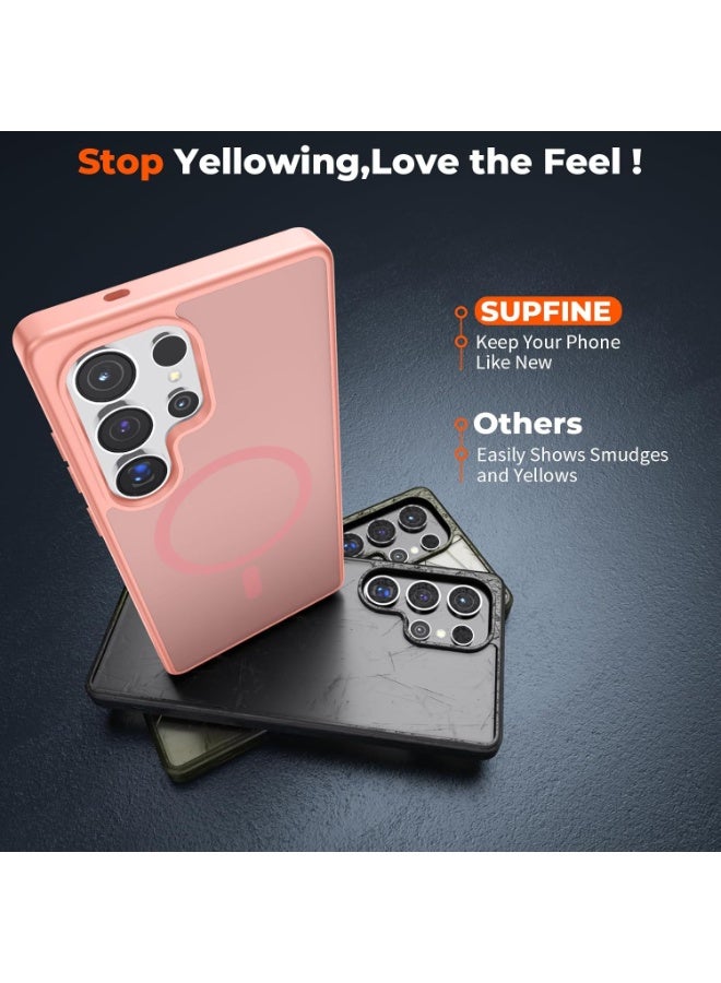 أكاليكس جراب مغناطيسي لهاتف سامسونج جالاكسي إس 25 ألترا 5G بشاشة 6.9 بوصة، ظهر غير لامع شفاف، جراب مغناطيسي مقاوم للصدمات متوافق مع MagSafe، لهاتف سامسونج جالاكسي إس 25 ألترا (وردي) - Image 2