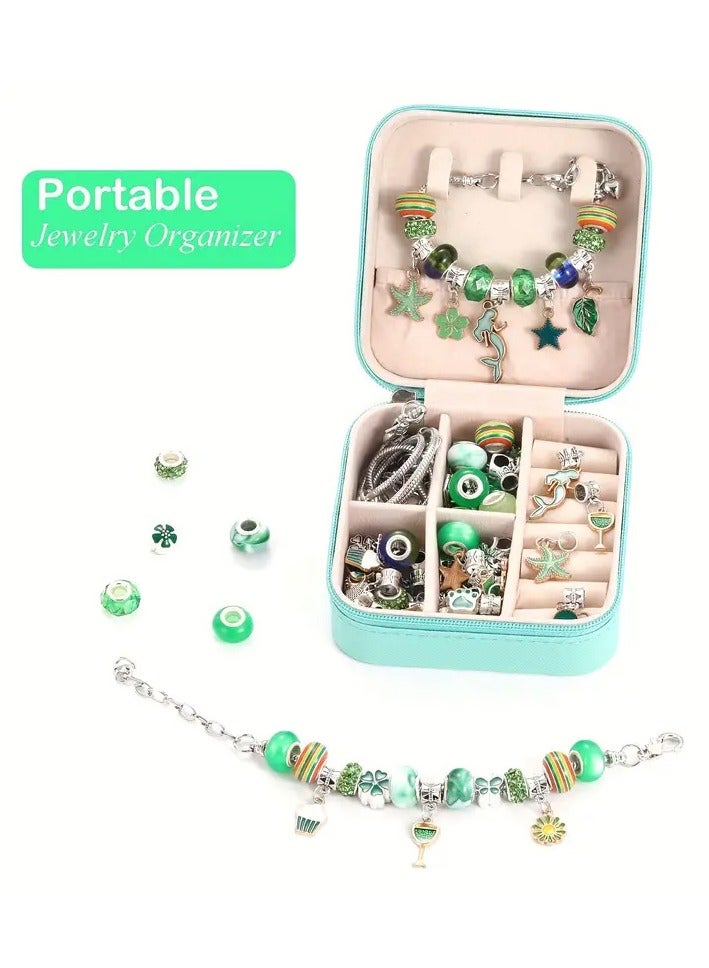 Capstro 68PCS Charm Bracelet Making Kit for Girls – DIY Jewelry Kit with Snake Chain Bracelets, Charms & Gift Box – Perfect Birthday, Christmas, Ramadan & Eid Gift for Kids Ages 6-12 (Green) - Image 3