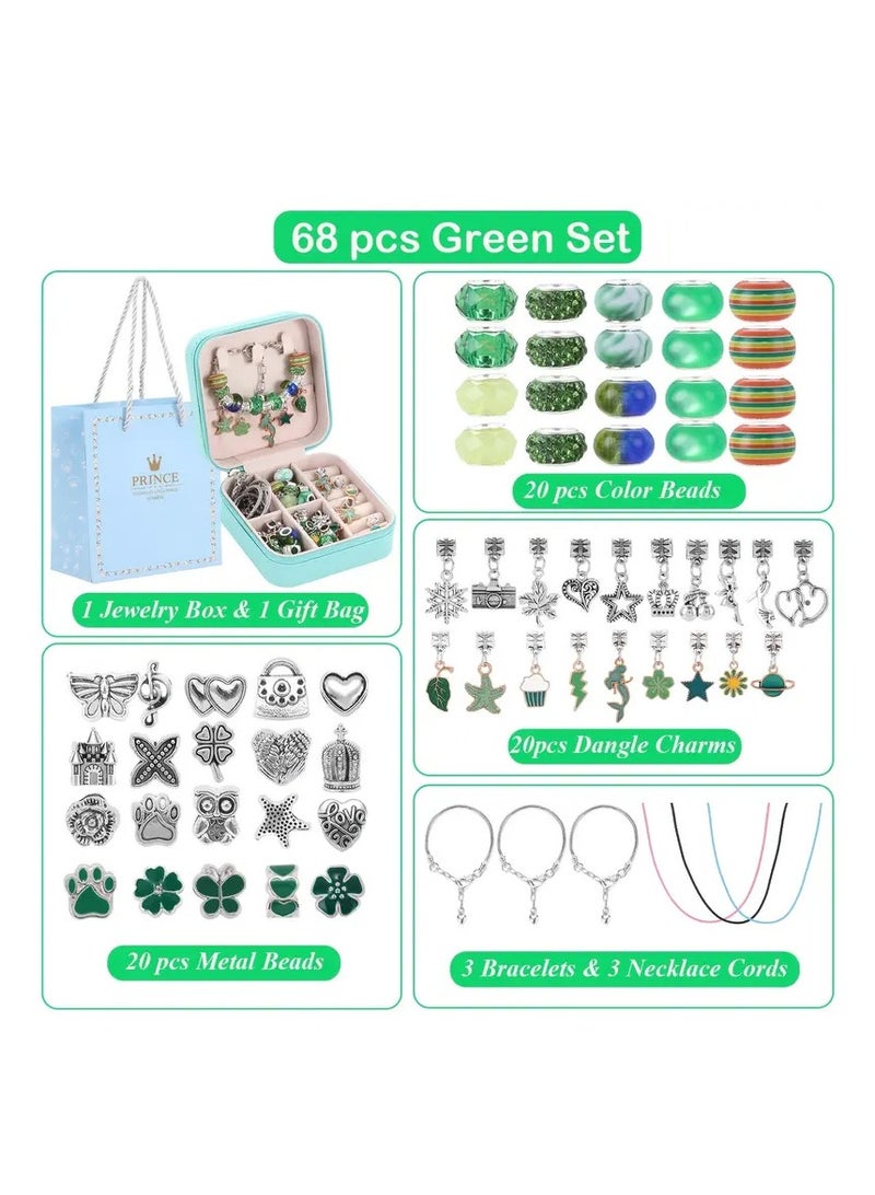 Capstro 68PCS Charm Bracelet Making Kit for Girls – DIY Jewelry Kit with Snake Chain Bracelets, Charms & Gift Box – Perfect Birthday, Christmas, Ramadan & Eid Gift for Kids Ages 6-12 (Green) - Image 2