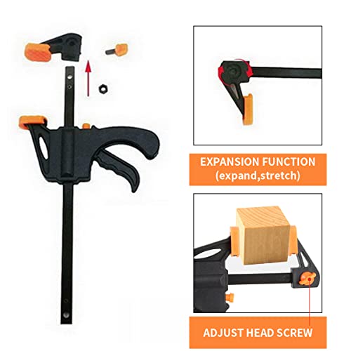 Optifit® 4 Pcs Quick Grip Clamp for Woodworking with Heavy Duty Bar Clamps, Two-Way Fixed F Clipsfor Glass, Welding Works and DIY Projects, Quick Grip and Release(4in) - Image 4