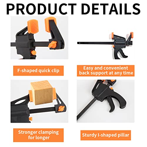Optifit® 4 Pcs Quick Grip Clamp for Woodworking with Heavy Duty Bar Clamps, Two-Way Fixed F Clipsfor Glass, Welding Works and DIY Projects, Quick Grip and Release(4in) - Image 5