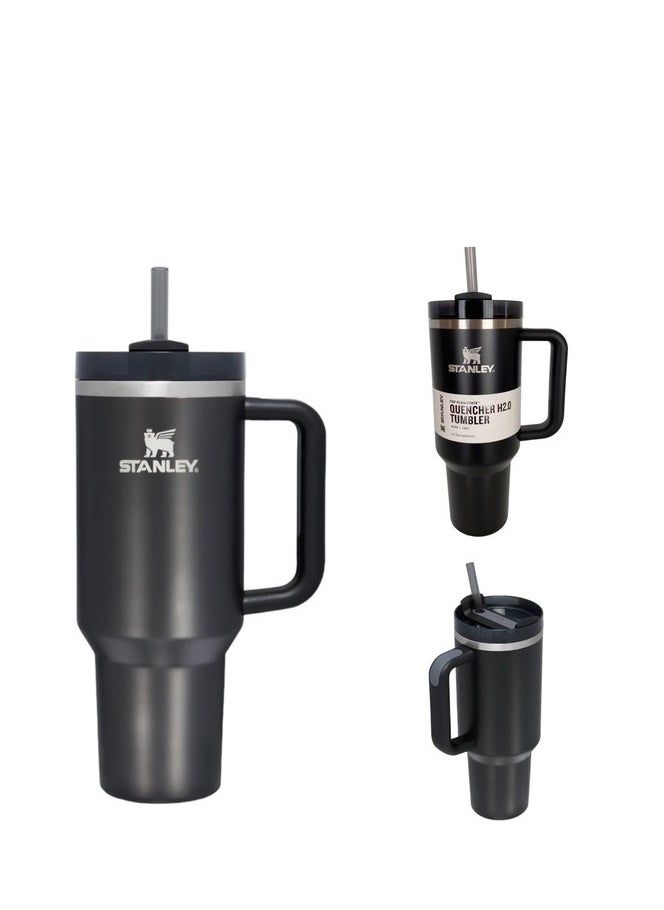 Stanley - Quencher H2.0 FlowState Vacuum Insulated Tumbler – 40oz Black Stainless Steel Travel Mug with Leakproof Lid & Reusable Straw, Double-Walled Design, Keeps Drinks Cold for 24 Hours & Hot for 7 Hours, Durable & Portable Travel Bottle for Work, Gym, and On-the-Go Hydration - Image 1