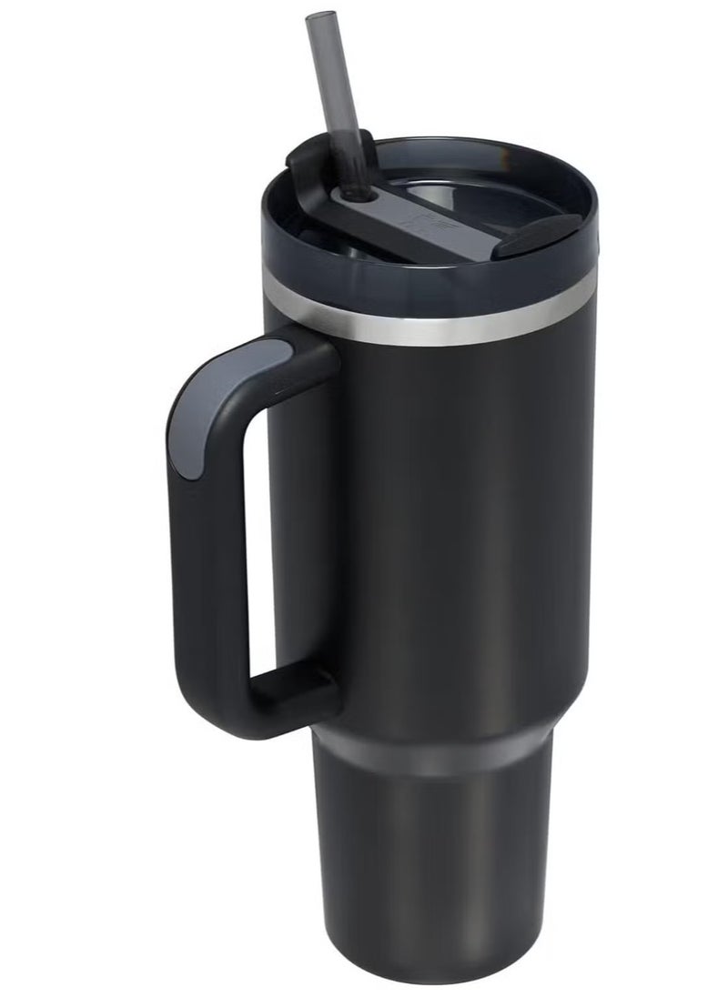 Stanley - Quencher H2.0 FlowState Vacuum Insulated Tumbler 40oz Black Stainless Steel Travel Mug with Lid & Straw, Double-Walled Leakproof Design, Keeps Drinks Hot for 7 Hours & Cold for 24 Hours, Durable & Portable - Image 1