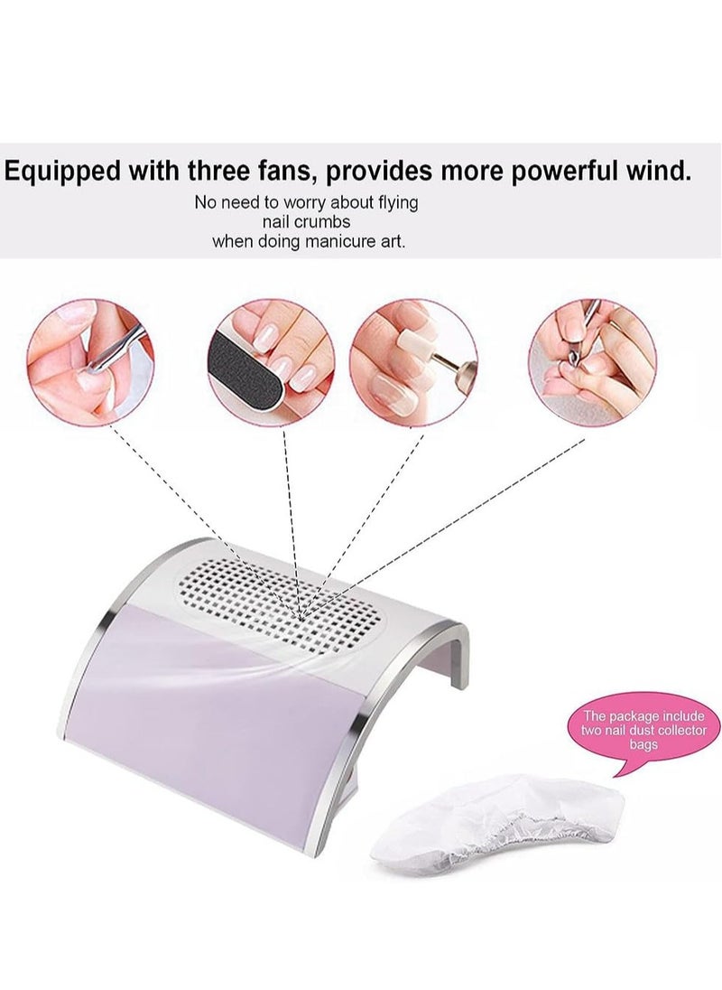 DMG TECH Nail Vacuum Cleaner, 80W Powerful Nails Vacuum Cleaner, Rechargeable Nail Filter, Nail Dust Collector with 2 Manicure Vacuum Cleaner Bags for Salon Home Use  - Image 2