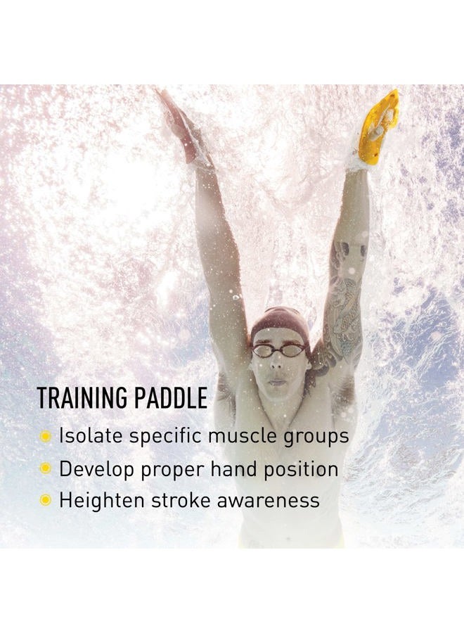 FINIS Iso Swim Training Paddles - Stroke Technique Trainer - Isolates Muscle Groups - Strapless - Black/Gold - Medium - Image 3