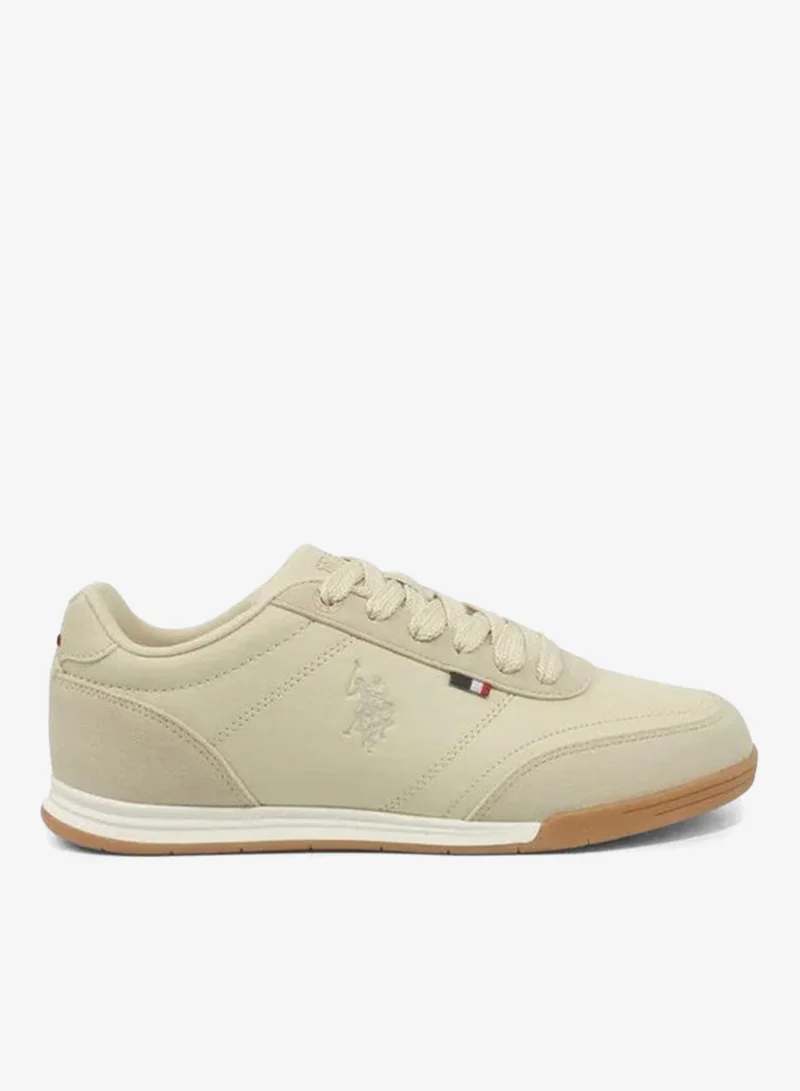 U.S. Polo Assn. CONO GLB 6FX Women’s Sneakers – Beige Lace-Up Casual Fashion Trainers with Gum Sole