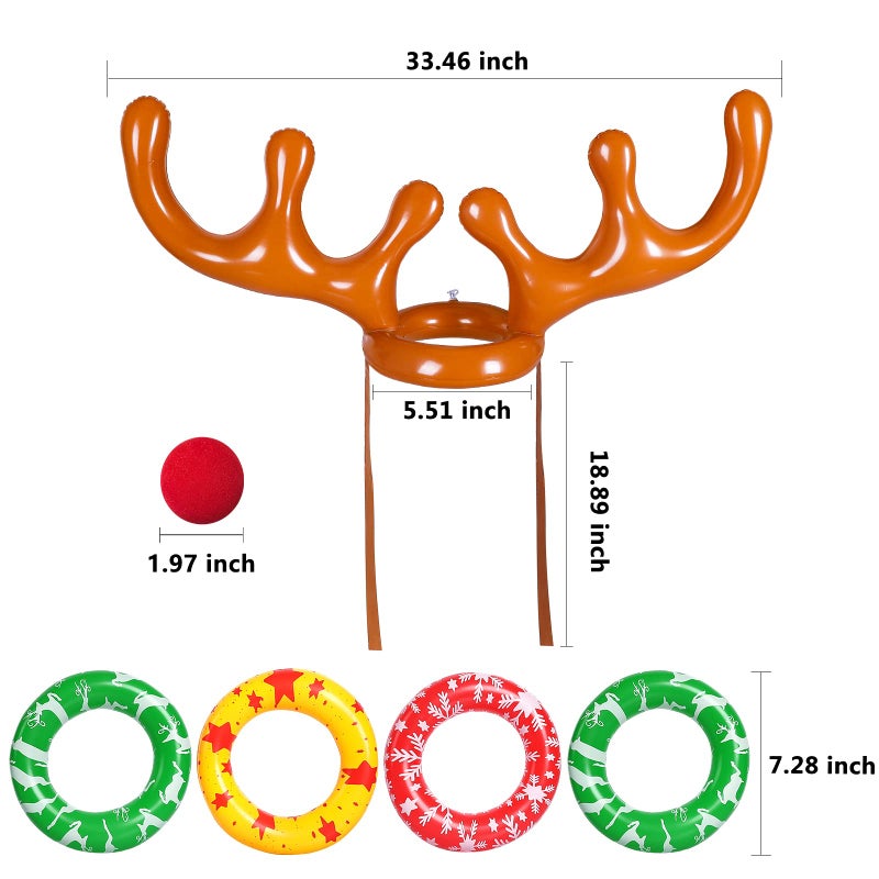 MGparty Christmas Inflatable Reindeer Antler Toss Games Xmas Ring Toss Game for Kids Teens Adults Indoor Outdoor Family Holiday Party Gifts - Image 2