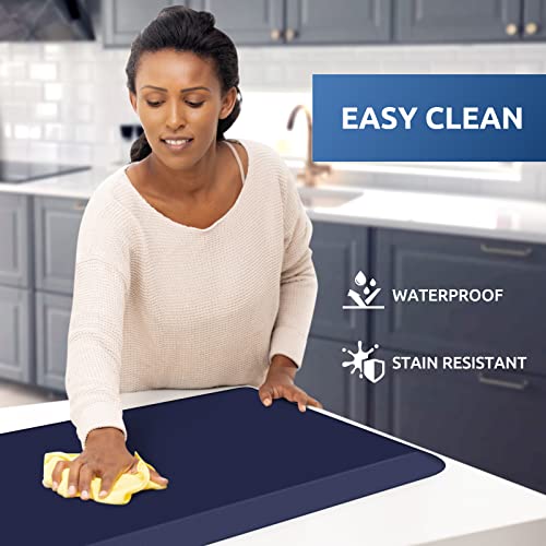 KitchenClouds Kitchen Mat Cushioned Anti Fatigue Kitchen Rug 0.8inch Water Resistant Non Slip Kitchen Rugs and Mats Standing Desk Mat Comfort Floor Mats for Kitchen Sink Office (17.3"x28", Blue) - Image 3