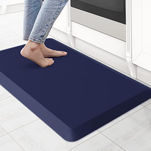 KitchenClouds Kitchen Mat Cushioned Anti Fatigue Kitchen Rug 0.8inch Water Resistant Non Slip Kitchen Rugs and Mats Standing Desk Mat Comfort Floor Mats for Kitchen Sink Office (17.3"x28", Blue) - Image 1