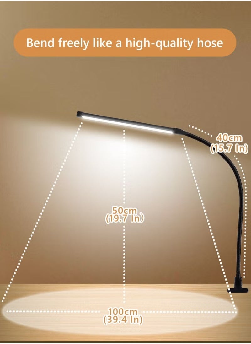 MIXDE - LED Desk lamp with Clamp, Eye-Caring Clip on Lights for Home Office, 3 Modes 10 Brightness, Long Flexible Gooseneck,Metal, Swing Arm Architect Task Table Lamps… - Image 1