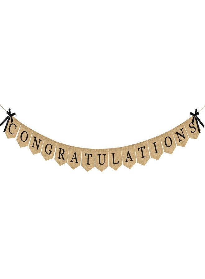 Partyprops Congratulations Burlap Banner - 2025 Graduation Party Decorations - Rustic Congratulations Banner for Graduation Wedding Anniversary Retirement Birthday Party Supplies - 2025 Grad Decorations - Image 1