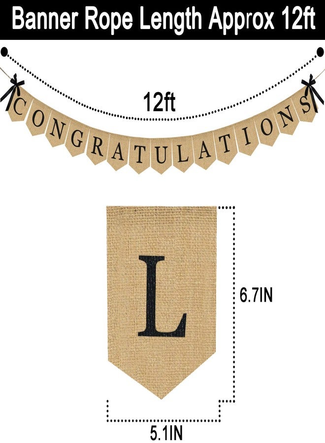 Partyprops Congratulations Burlap Banner - 2025 Graduation Party Decorations - Rustic Congratulations Banner for Graduation Wedding Anniversary Retirement Birthday Party Supplies - 2025 Grad Decorations - Image 3