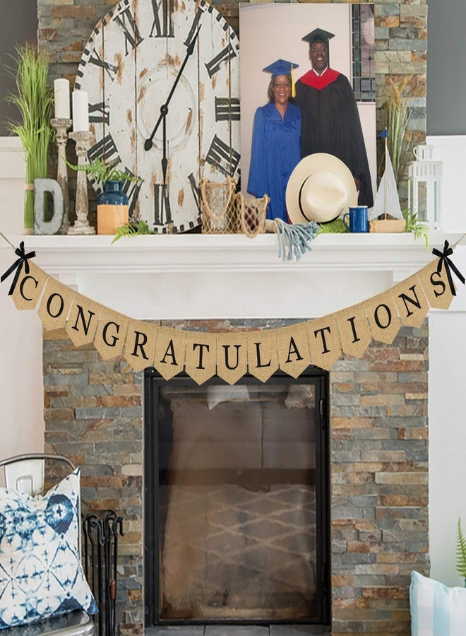 Partyprops Congratulations Burlap Banner - 2025 Graduation Party Decorations - Rustic Congratulations Banner for Graduation Wedding Anniversary Retirement Birthday Party Supplies - 2025 Grad Decorations - Image 5