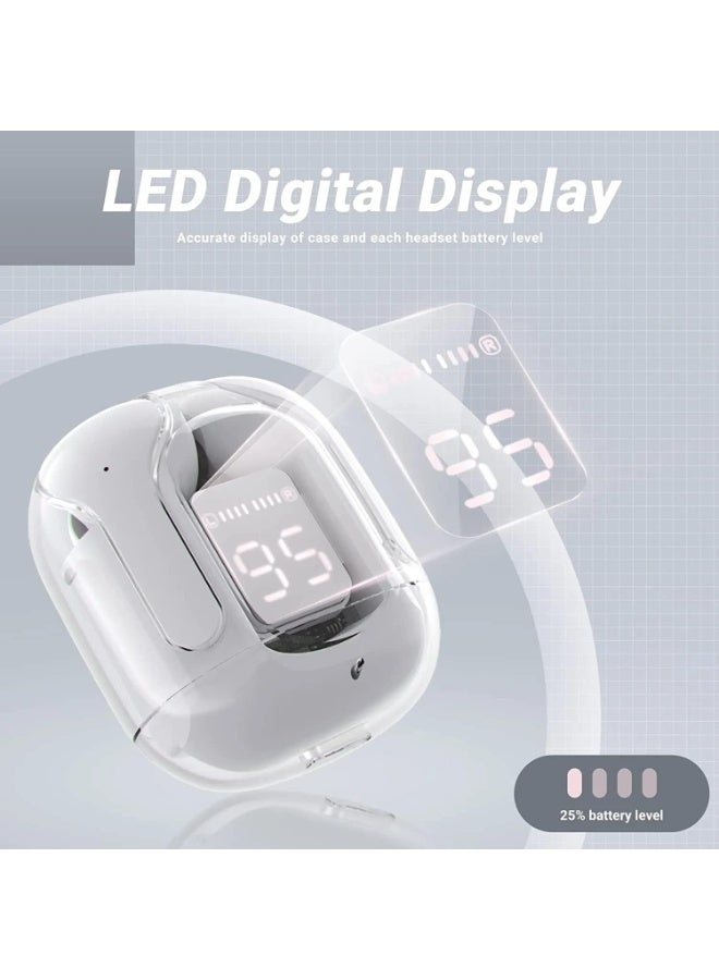 Wireless Bluetooth Earbuds with LED Power Display, HiFi Stereo, Noise Reduction Mic, Touch Controls, Fast Charging Case, Lightweight In-Ear Headphones for Music & Calls (White) - Image 5