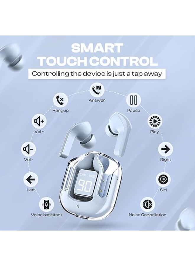 Wireless Bluetooth Earbuds with LED Power Display, HiFi Stereo, Noise Reduction Mic, Touch Controls, Fast Charging Case, Lightweight In-Ear Headphones for Music & Calls (White) - Image 4