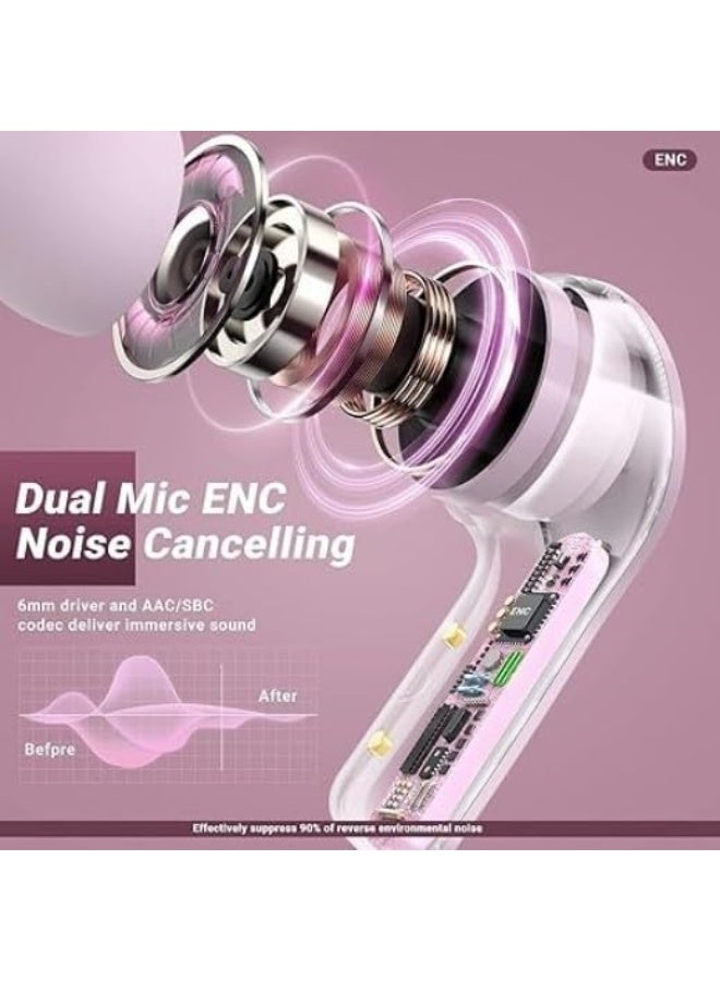 Wireless Bluetooth Earbuds with LED Power Display, HiFi Stereo, Noise Reduction Mic, Touch Controls, Fast Charging Case, Lightweight In-Ear Headphones for Music & Calls (White) - Image 3