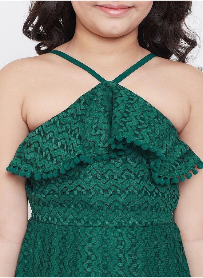 Stylo Bug - Self Design Halter Neck A-Line Dress by Styli - Image 1