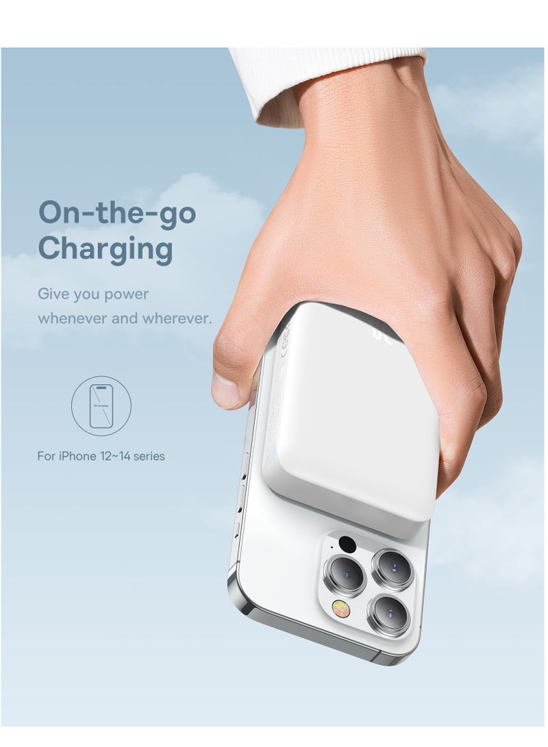 Baseus 10000 mAh Magnetic Mini Wireless Portable Magsafe Power Bank, PD 30W Fast Charger With USB-C Cable For iPhone 15/15 Plus/ 15 Pro/ 15 Pro Max All iPhone Series And Any Many More White - Image 5