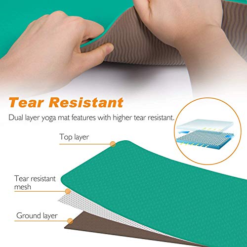 Bodylastics Yoga Mat for Men and Women with Carry Bag TPE 6ft x 2ft x 6mm Large Size Anti Slip & Anti Tear Workout Mat, Black - Image 5